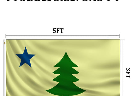1901-1909 Original Maine State Flag 3x5 Double Sided Original Maine Flags Outdoor Heavy Duty 3 Ply Polyester Material with 2 Metal Grommets 4 Rows of Stitching