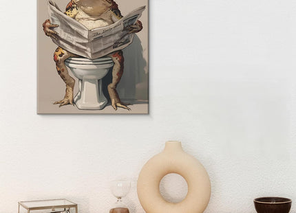 Funny Otter Brushing Teeth Bathroom Wall Art Print - Black and White Otter Canvas Poster Picture - Modern Animal Bathroom Wall Decor 8x10 Framed