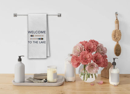 DIBOR Welcome to The Lake Paddle Oar Decorative Absorbent Drying Cloth Hand & Tea Towels - Lake Life Gifts