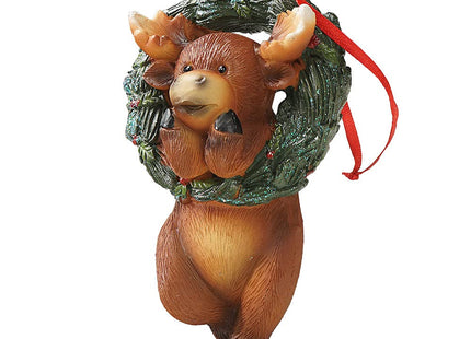 HYFAN Christmas Small Animal Wreath Swing Ornament Hanging Decor for Xmas Tree Home Office Room Decoration with String (New, Deer)