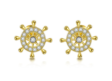 YFN Rudder Stud Earrings Sterling Silver Rudder Earrings Nautical Jewelry Gift for Women