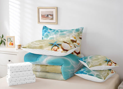 Erosebridal Ocean 7 Piece Bedding Set Queen Beach Comforter Set with Sheets