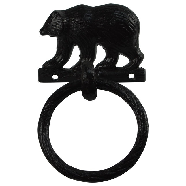 Treasure Gurus Black Metal Wall Mount Bear Kitchen/Bath Towel Ring Hanger Holder Rustic Decor