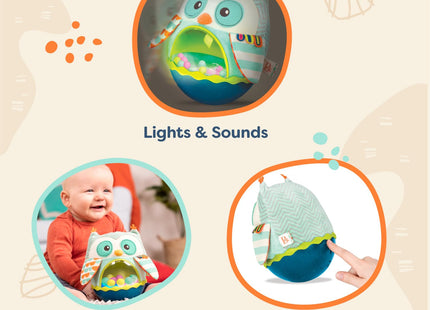 B. toys Owl Be Back Baby Musical Toy, Wobbling Sensory Owl Toy, Softtoys