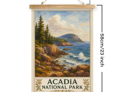 MIDEFINCH Acadia National Park Vintage Linen Canvas Poster