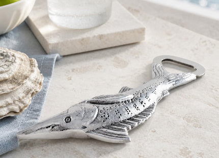 Arthur Court Marlin Fish Bottle Opener - Stainless Steel Barware for Fishing Enthusiasts - 7 Inch Coastal Decor