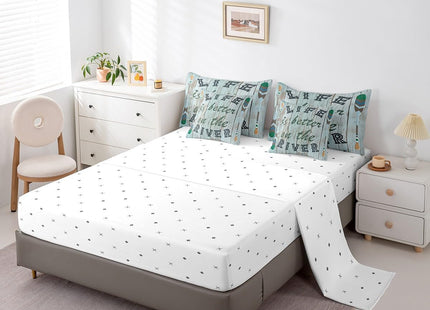 Castle Fairy Lake Life Kids Comforter Set 7 Piece Queen Size,Life is Better On The River Theme Reversible Quilt Set,Paddle Print Rustic Wooden Board Bedding Set with Comforter,Sheet,Pillowcase