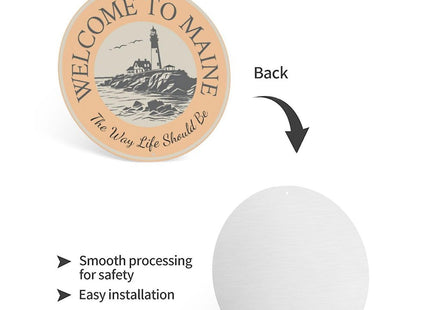 Welcome To Maine Lighthouse Scene Metal Tin Sign Plaque