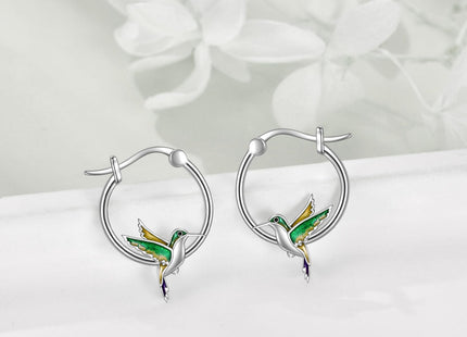 YAFEINI Hummingbird Hoop Earrings 925 Sterling Silver Cute Animal Hummingbird Earrings Jewelry Gifts For Women