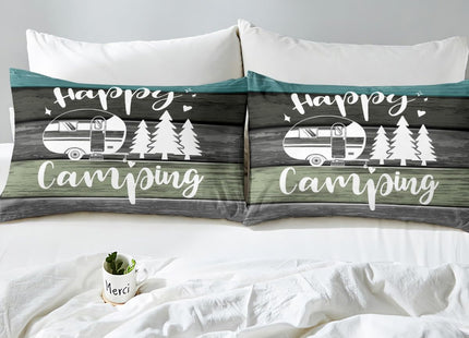 Castle Fairy Camper Travel Trailers Decorations,Rustic Farmhouse Style Duvet Cover for Kids Boys Girls Teens,Pine Tree Drawing Design Bedroom Decor Comforter Cover Full(No Filler)