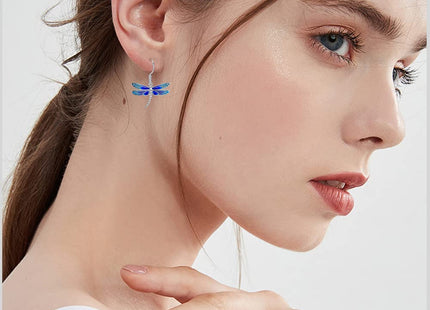 PELOVNY Dragonfly Earrings for Women 925 Sterling Silver Blue Dragonfly Dangle Earrings Birthday Christmas Jewelry Gifts for Mom Daughter Wife Sister
