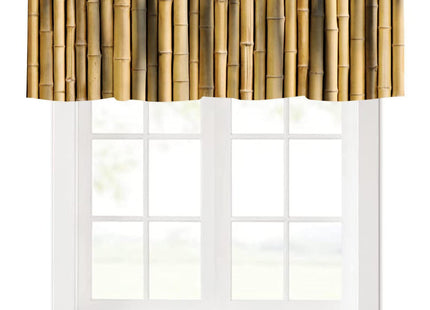 ZhiRain Bamboo Valance Curtain Forest Tree Nature Image Asian Themed Rod Pocket Valance Window Treatments 1 Panel Short Curtains for Kitchen Farmhouse Living Room Bathroom Decor 54 x 18 in