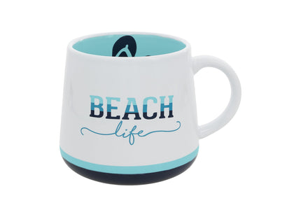 Pavilion Gift Company - Beach Life - Flip Flops - 18 oz Waterfront Ocean Seaside Coastal Tea Cup Coffee Mug Drinkware Outdoorsy