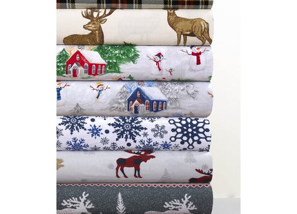 Tribeca Living Queen Deep Pocket Flannel Sheet Set, Plaid Moose