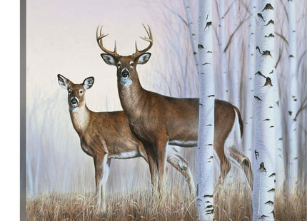 CANVAS ON DEMAND Deer in Birch Woods Canvas Wall Art Print Contemporary, Home Decor, Buck, Cervine Artwork, 14" x11in