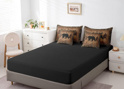 Feelyou Bear Comforter Set with Sheets - Twin Size 7 Piece Kids Rustic Bear