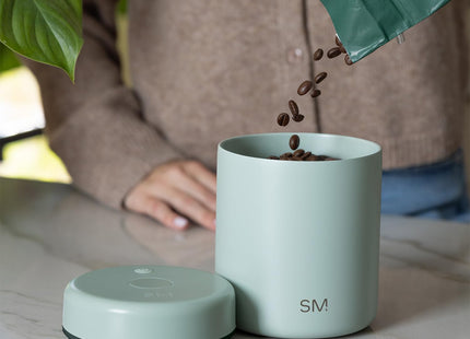 Simple Modern Delta Coffee Canister | Airtight Vacuum Seal with Auto-Reseal Technology | Ceramic Lined Stainless Steel Container for Coffee Grounds, Beans, Tea | 1.1L, Sea Glass Sage
