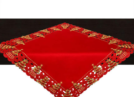 Grelucgo Small Christmas Holiday Red Holly Tree Tablecloth, Square 33 by 33 Inch