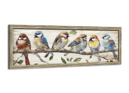 ARTISTIC PATH Vintage Cute Chickadee Wooden Framed Wall Art 24x8 Inch