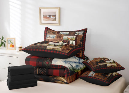 Feelyou Cabin Bear Comforter Set Queen Size Kids Boys Girls 7 Piece