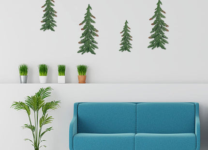Kikone 4 PCS Metal Pine Wall Decoration Metal Pine Tree Outdoor Wall Decorations for Bedroom Living Room Bathroom Office