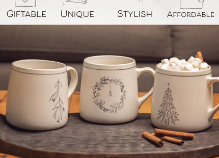 Karma Gifts, Winter White Mug, Pinecone, 18 OZ