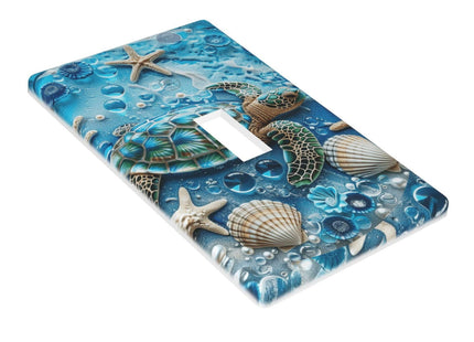 Groamaup Starfish Turtle Single Toggle Switch Plate Blue Standard 1 Gang Toggle Decorative Light Switch for Home Office Wall Plate Decor
