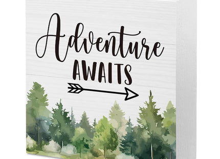 Mountain Camper RV Camping Sign, Forest Home Office Desk Decor 5 X 5 Inch