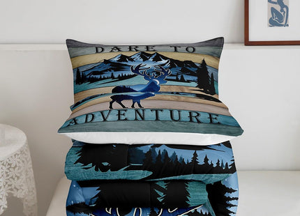Erosebridal Hunting Comforter Set Full Cute Deer Bedding Set, Jungle Animal Duvet Insert Rustic Lodge Cabin Quilt Comforter, Woodland Wildlife Bedding Comforters & Sets Dare to Adventure Print Decor