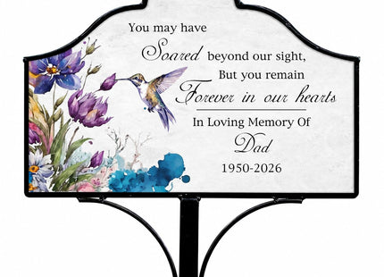 Personalized Hummingbird Memorial Garden Stake, Grave Site Décor