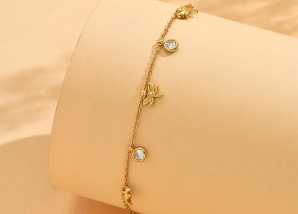 Dabovos Dragonfly Bracelet for Women 18K Gold Plated Dragonfly CZ Bracelets