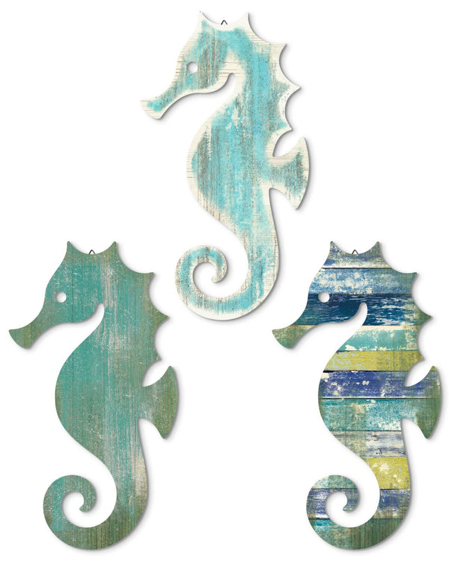 Putuo Decor Wood Seahorse Wall Decor Vintage Sea Life Wall Art Ocean Coastal Wall Art Sea Horse Decoration Coastal Room Decor Ocean Decor For Bedroom For Bedroom Living Room Home Decorations