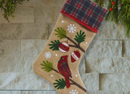 Comfy Hour Joyful Holiday Collection Stocking (Christmas Winter Cardinal with Pine Tree)
