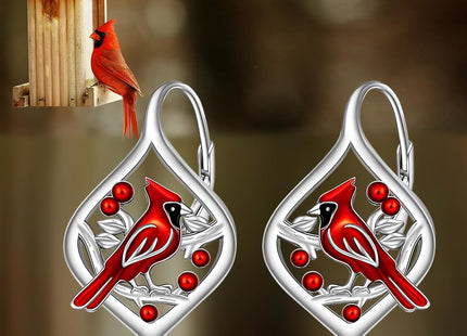 Cardinal Earrings for Women Red Cardinal Earrings Sterling Silver Bird Dangle Drop Jewelry Mothers Day Christmas Memorial Sympathy Valentine's day Gifts