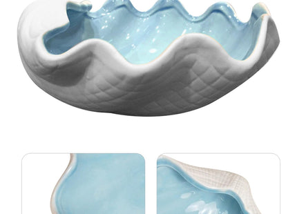 Garneck Shell Shape Jewelry Dish Tray - Ceramic Shell Candy Server Bowl - Multifunction Seashell Decor Bowl for Home Organising Jewellery, Holding Food (Bule)