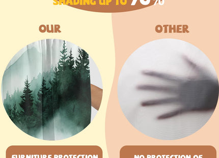Wssklovj Forest Valance Curtain for Windows 2 Pack Misty Green Pine Nature Tree Mountain Rod Pocket Window Treatments Short Curtains for Kitchen Windows Bathroom Bedroom 54x18 Inch