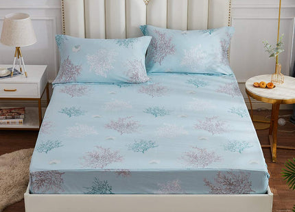 Brandream Luxury Nautical Bedding King Size Sheets Set Egyption Cotton Coastal Beach Bed Sheet Set Deep Pockets 18 Inch 4-Piece Coral Seashell Bedroom