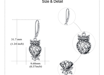 YAFEINI Owl Earrings for Women 925 Sterling Silver Dangle Leverback Bird Earrings Owl Jewelry for Women