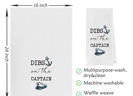 Geqtt Nautical Kitchen Hand Towel - Nautical Bathroom Decor, Ocean Themed Decorative Hand Towels for Bathroom, 16x24 Coastal Kitchen Towels, Dibs on The Captain