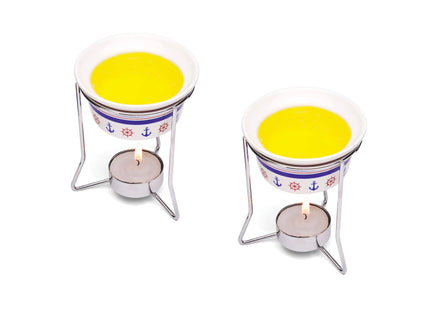 Nantucket Seafood Ceramic Butter Warmers, Nautical Design, Set of 2