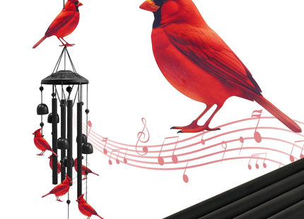 AVEKI Metal Cardinal Wind Chimes for Outside, Cardinal Gifts for Women Mother's Day Birthday Christmas, Black Wind Chime with 7 Cardinal Birds, Outdoor Windchimes Decor for Garden Patio (Red Cardinal)