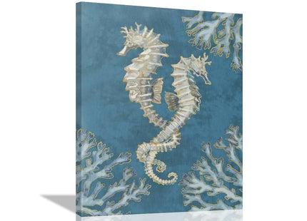 yowecso Seahorse Wall Art Ocean Coastal Decor Canvas Print 16" L x 12" W