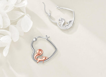 YFN Squirrel Earrings Sterling Silver Animal Heart Hoop Earrings Dangle Drop Dangling Cute Jewelry Squirrel Gifts for Women