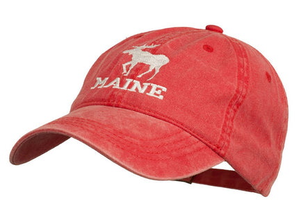 e4Hats.com Maine State Moose Embroidered Washed Dyed Cap