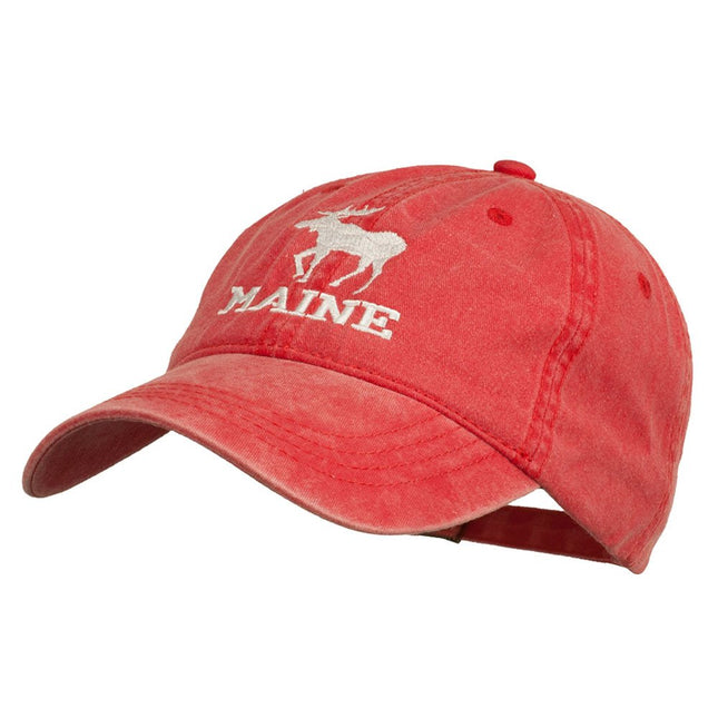 e4Hats.com Maine State Moose Embroidered Washed Dyed Cap