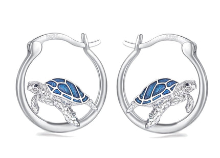 Turtle Hoop Earrings 925 Sterling Silver Sea Turtle Earrings Jewelry