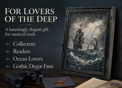 Yuantulan Vintage Gothic Nautical Octopus Framed Wall Art