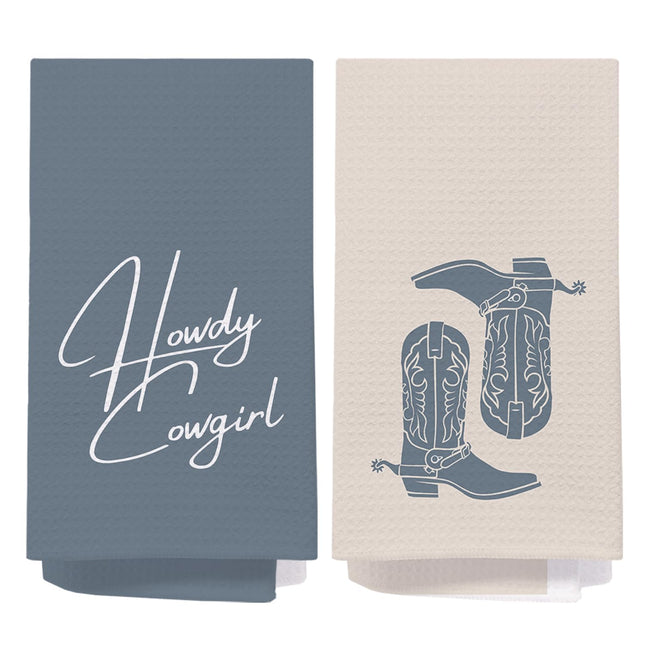 Western Kitchen Towels Set of 2, Coastal Cowgirl Hand Towels for Bathroom, Vintage Boho Western Dish Towels for Kitchen, Western Kitchen Bathroom Decor, Cowgirl Bathroom Room Decor, 16x24 Inches