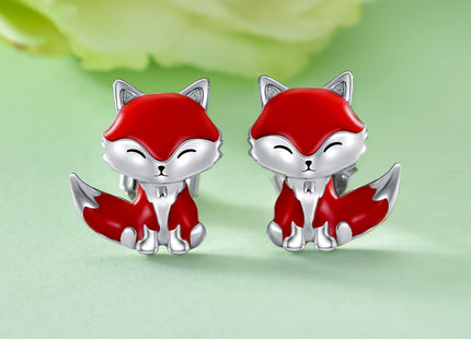 Shusukue Fox Earrings 925 Sterling Silver Fox Stud Earrings Cute Animals Stud Earrings Fox Birthday Jewelry Gifts for Women