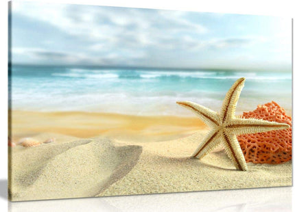 Starfish Beach Wall Decoration Canvas Wall Art Picture Print (18x12in)